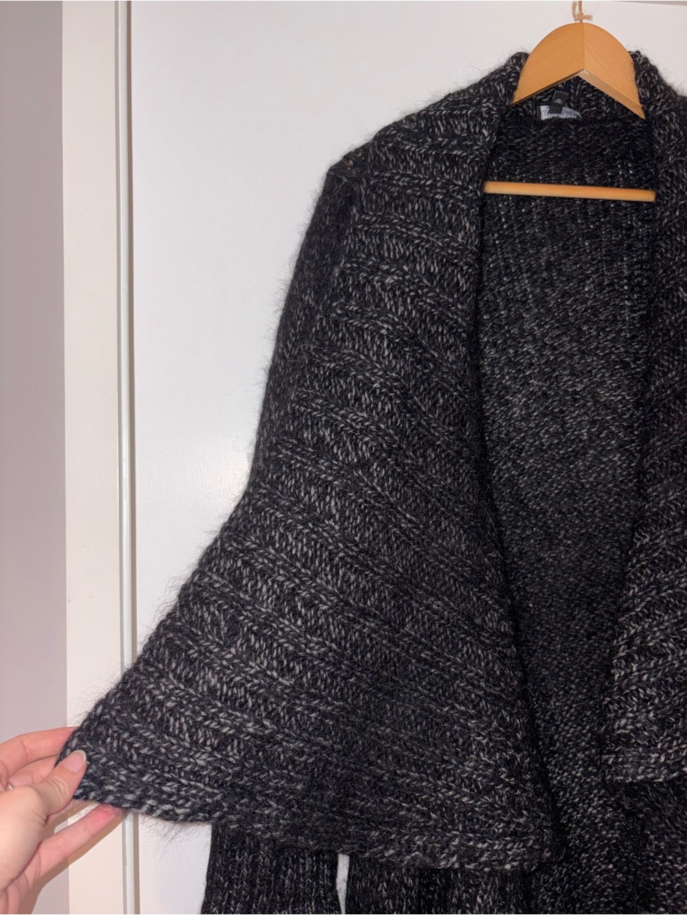 Eileen Fisher Open-Front Black Knit Cardigan Sweater - Picture 5 of 10